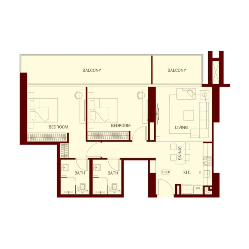 2 bedroom floor plan