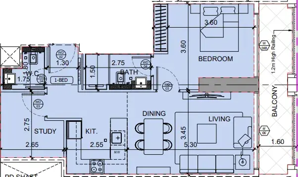 1 Bedroom apartments - Binghatti Moonlight floor plan
