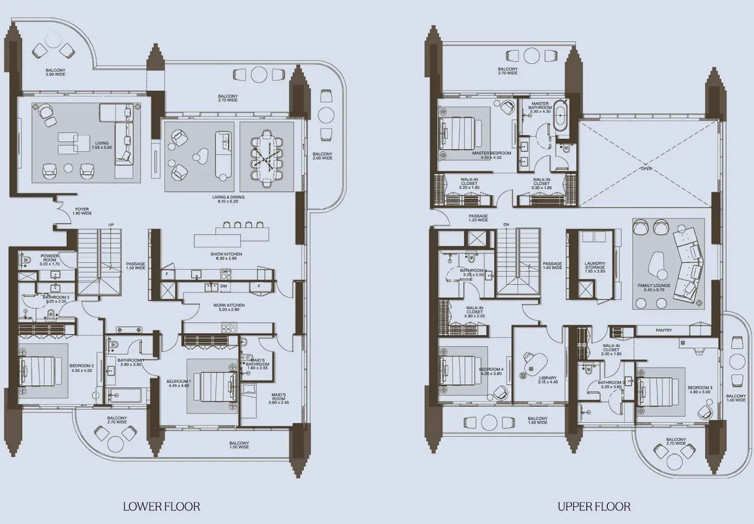 5 Bedrooms penthouse - Atelis floor plan