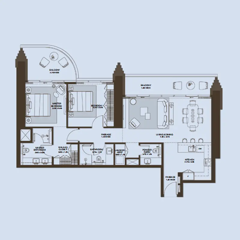 2 bedroom Apartments -  Atelis floor plan