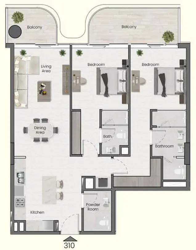 2 Bedrooms apartments - Saddlewood Park floor plan