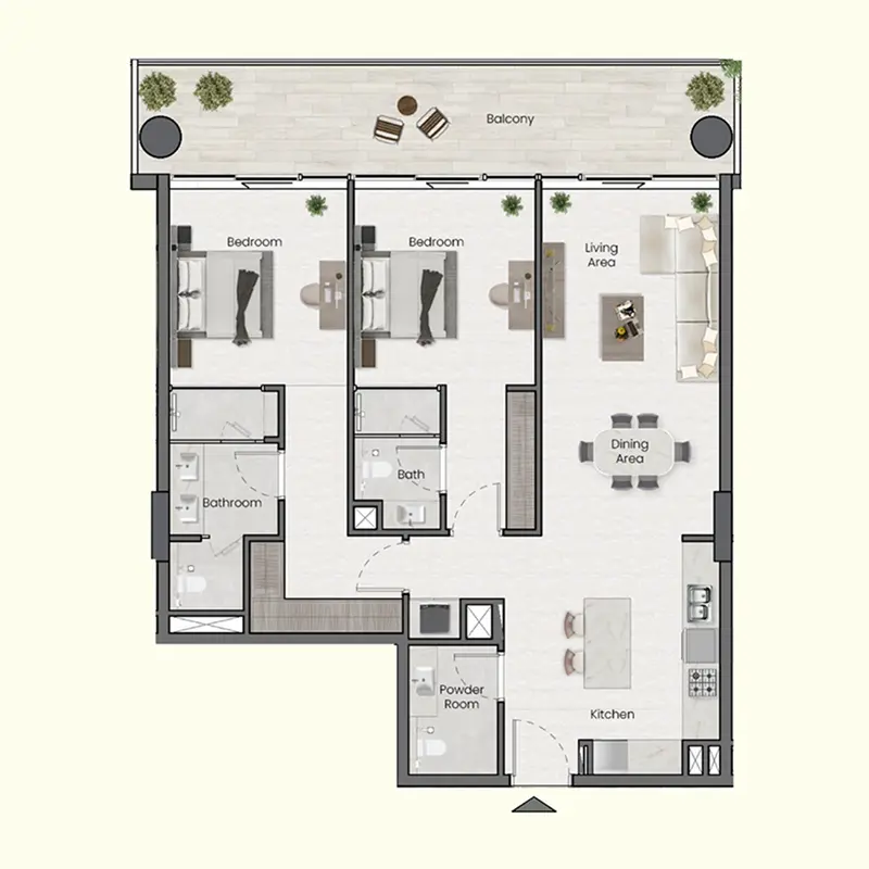 2 bedroom Apartments -  Saddlewood Park floor plan