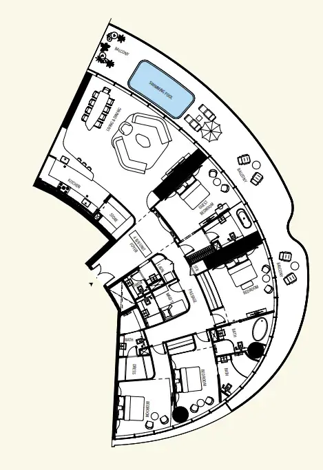 4 Bedrooms apartments - Mercedes-Benz Places by Binghatti floor plan