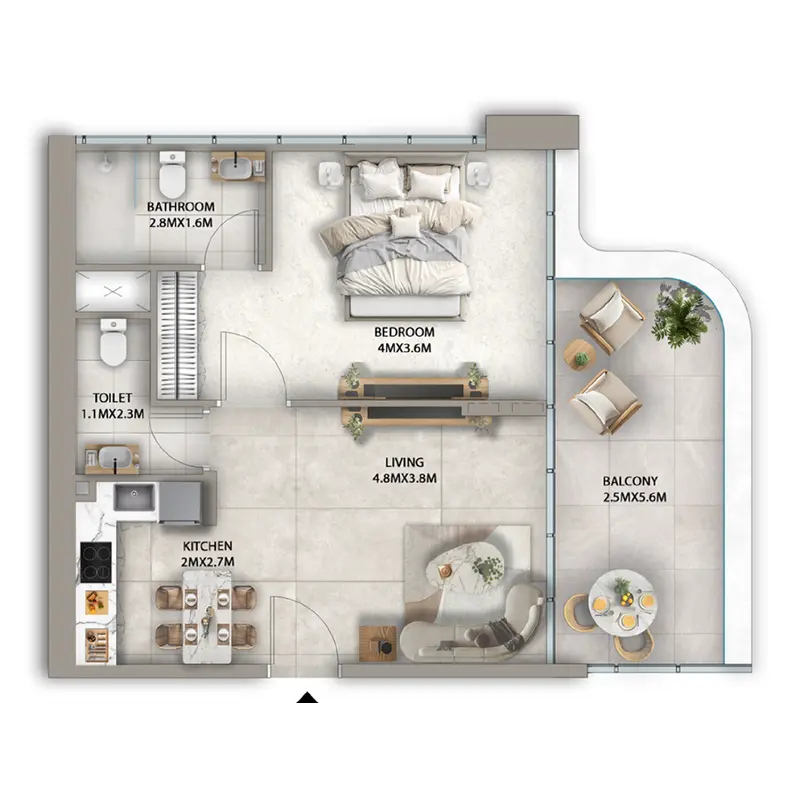 1 bedroom Apartments -  Antalya floor plan