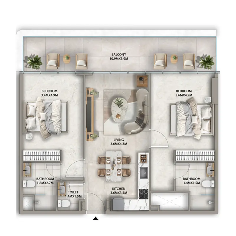 2 bedroom Apartments -  Antalya floor plan