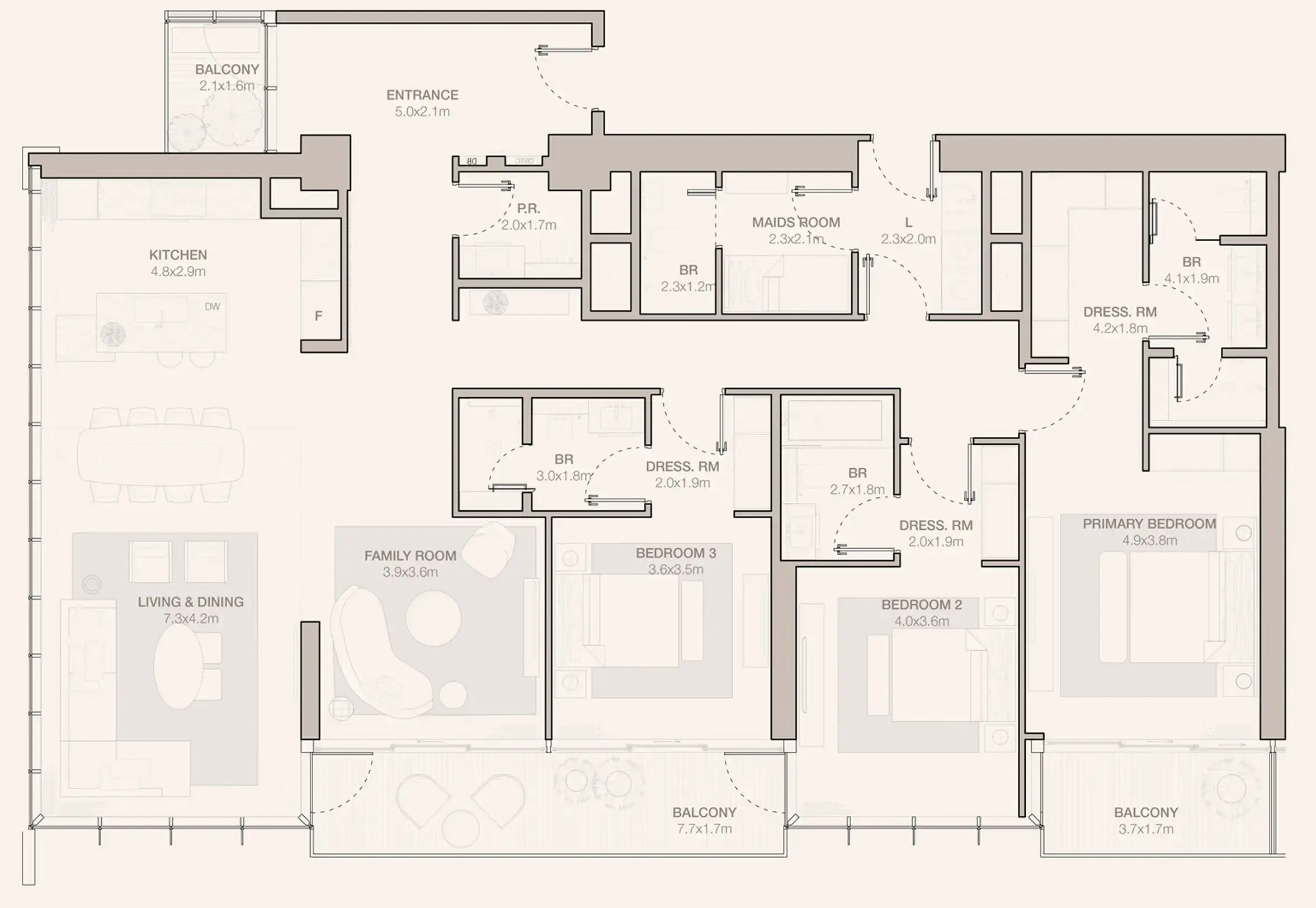 3.5 bedrooms apartments - Jumeirah Residences Emirates Towers floor plan