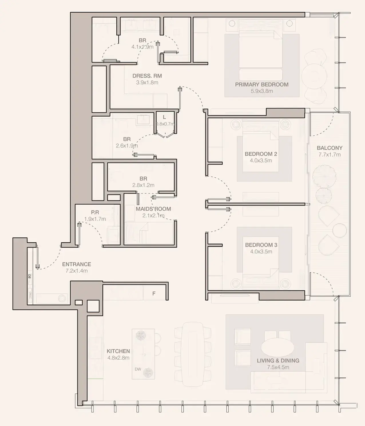 4.5 bedrooms apartments - Jumeirah Residences Emirates Towers floor plan