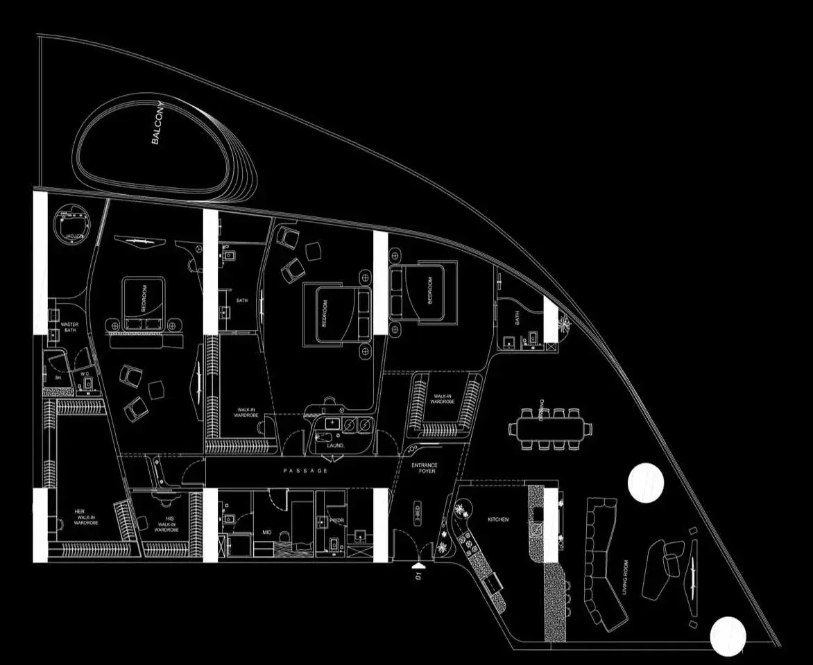 3 Bedrooms apartments - Bugatti Residences by Binghatti floor plan