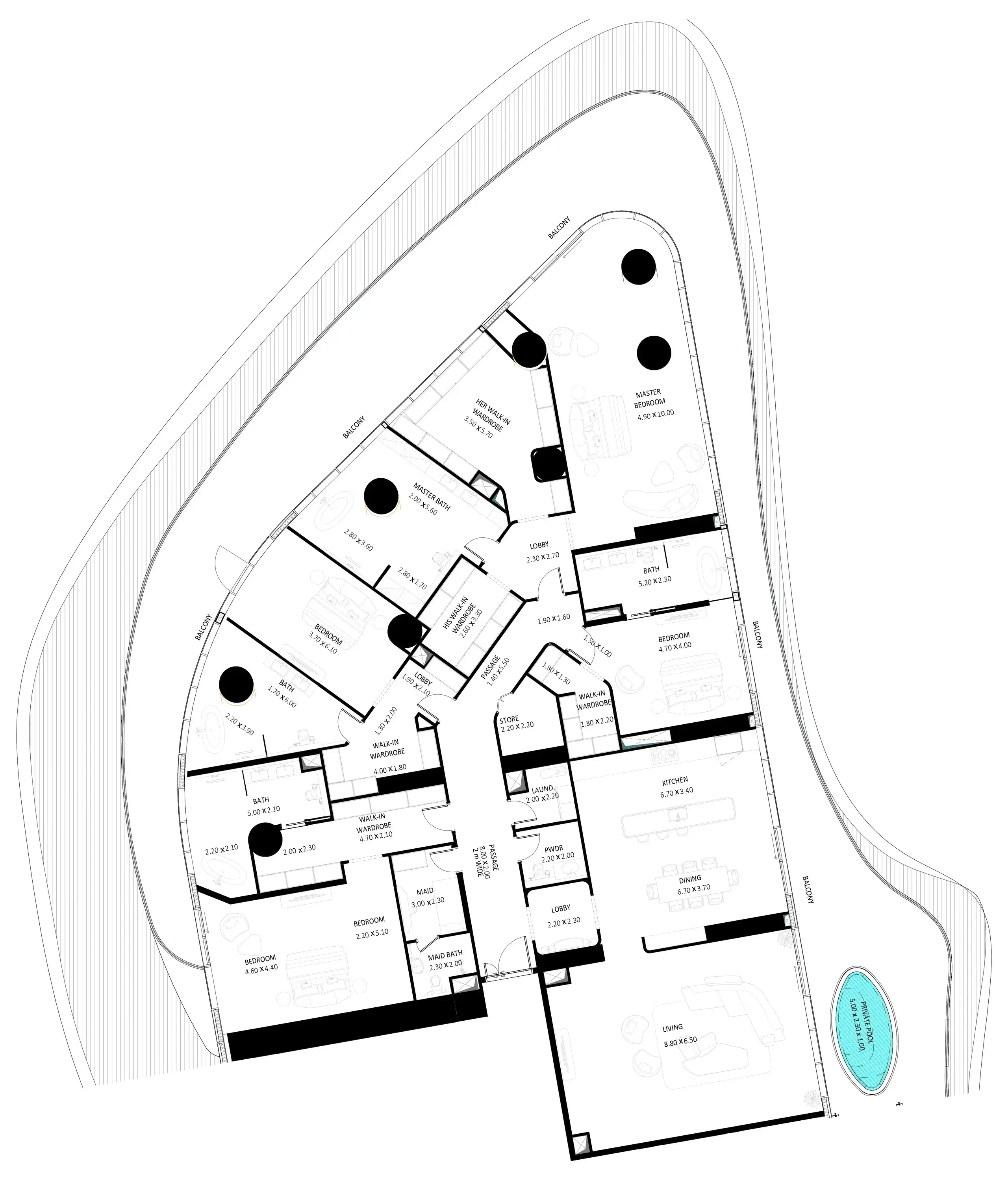 4 Bedrooms None - Bugatti Residences by Binghatti floor plan