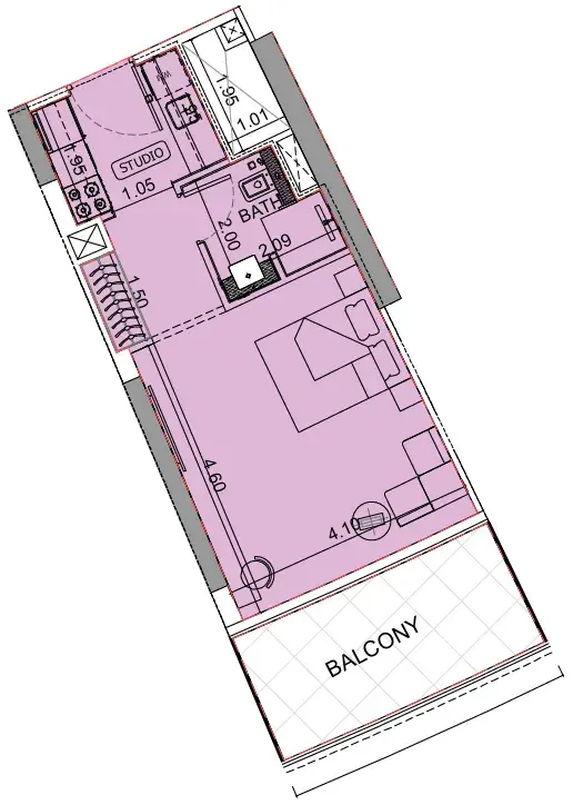 Studio apartments - Binghatti Aquarise floor plan