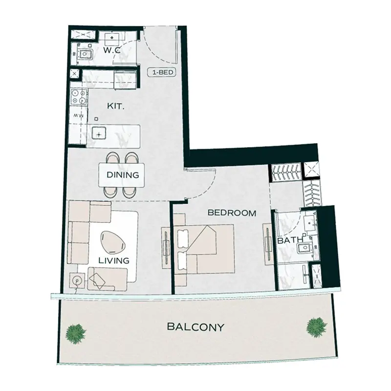 1 bedroom Apartments -  Binghatti Aquarise floor plan