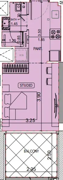 Studio apartments - Binghatti Elite floor plan