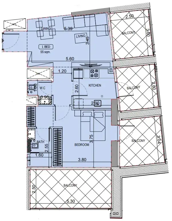 1 Bedroom apartments - Binghatti Elite floor plan