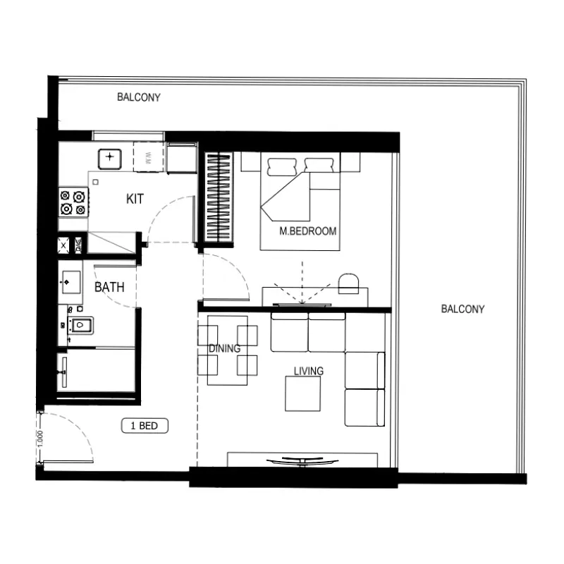 1 bedroom floor plan
