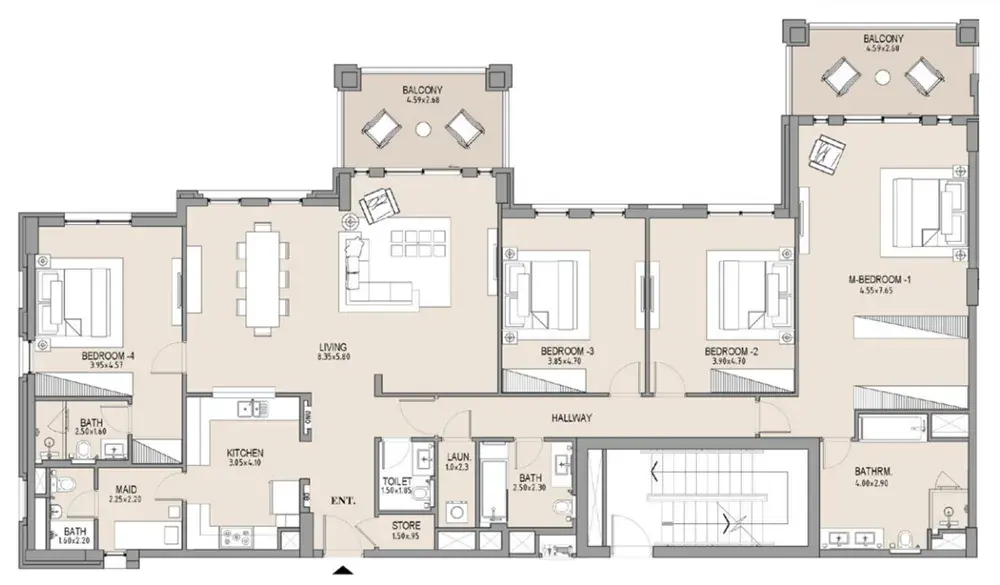 4 Bedrooms apartments - MJL Lamtara floor plan