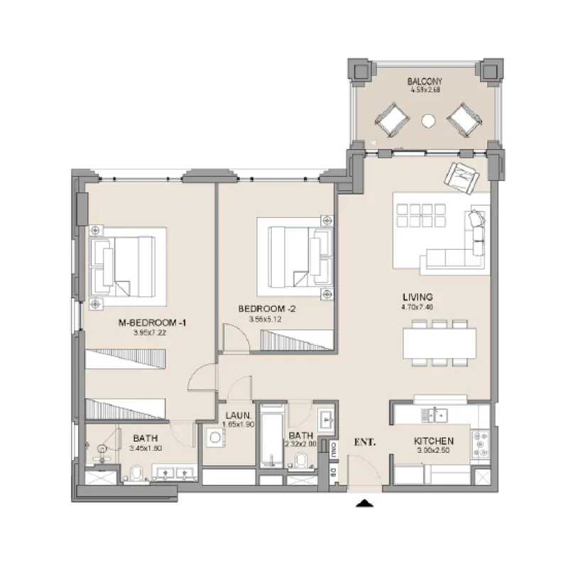 2 bedroom floor plan