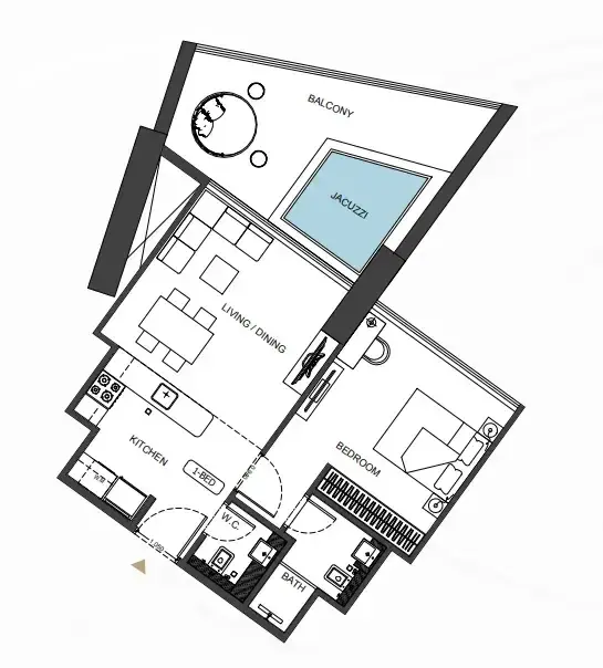 1 Bedroom apartments - Binghatti Royale floor plan