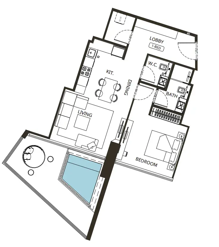 1 Bedroom apartments - Binghatti Grove floor plan