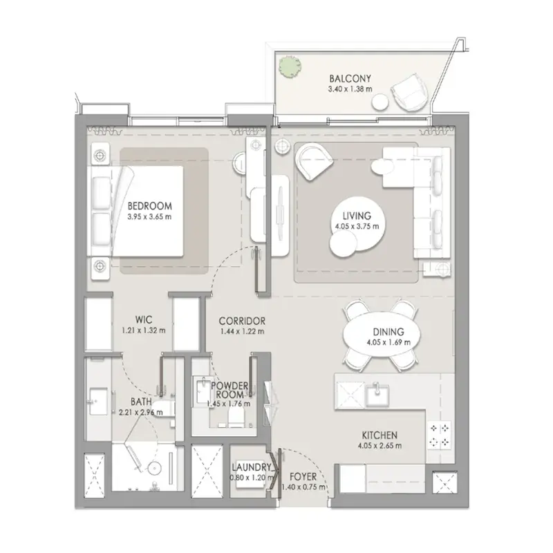 1 Bedroom apartments - City Walk Crestlane floor plan