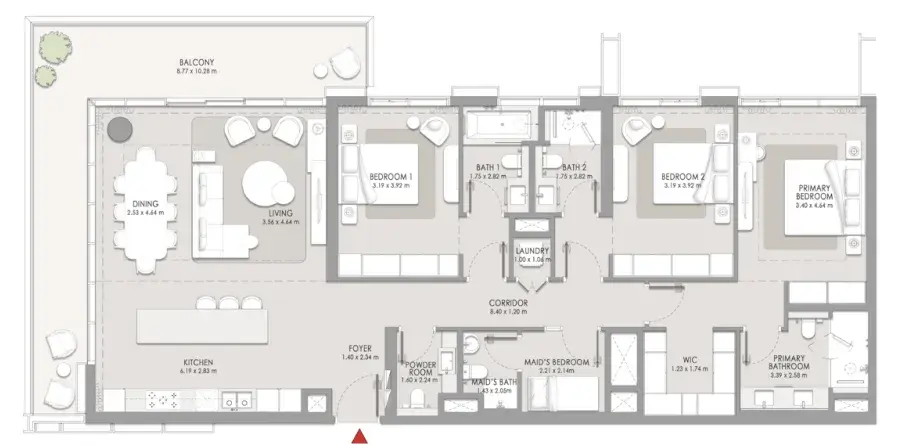 3 Bedrooms apartments - City Walk Crestlane floor plan