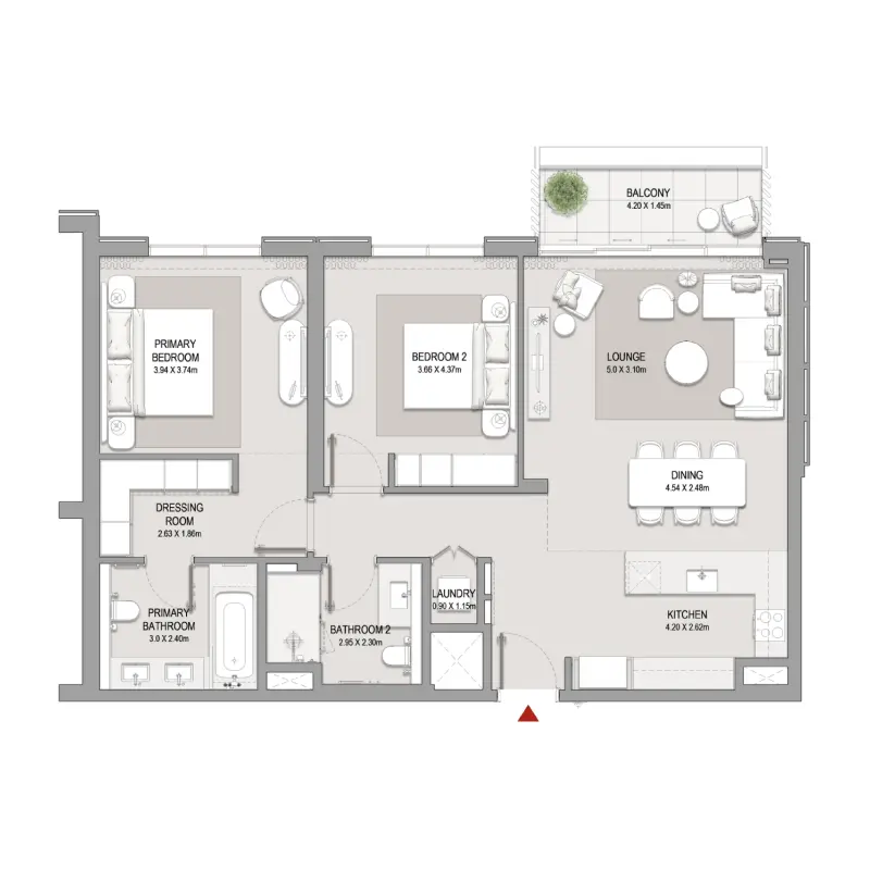 2 bedroom floor plan