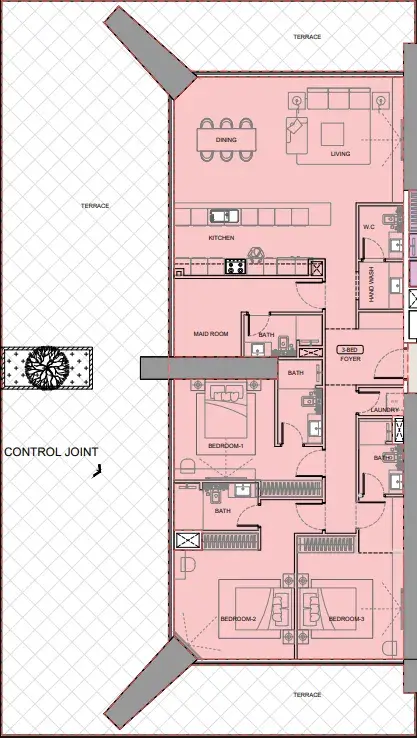 3 Bedrooms apartments - One by Binghatti floor plan