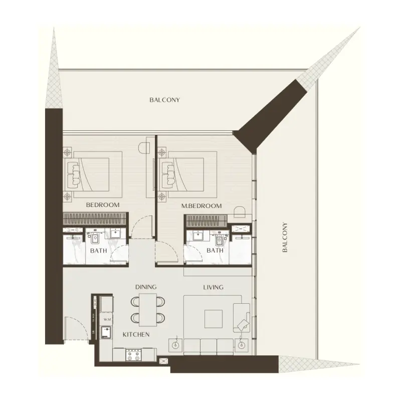 2 bedroom floor plan