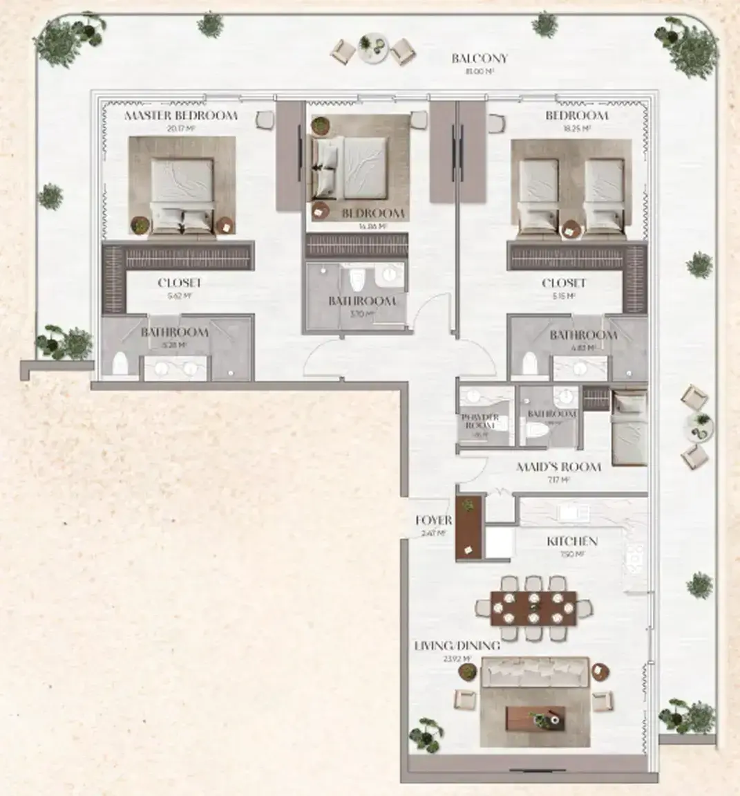 3 Bedrooms penthouse - Urban Horizon floor plan