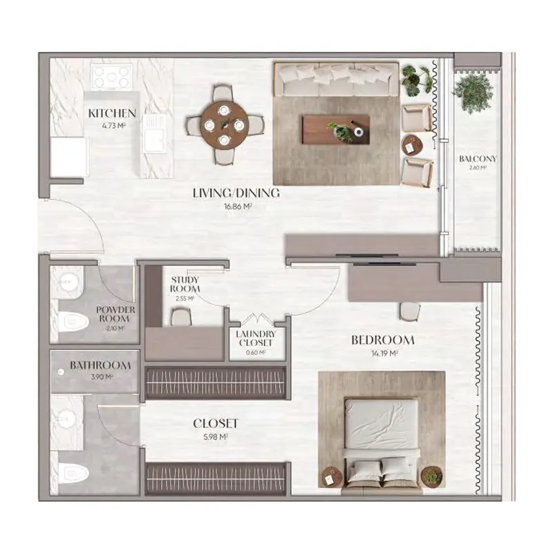 1 bedroom Apartments -  Urban Horizon floor plan