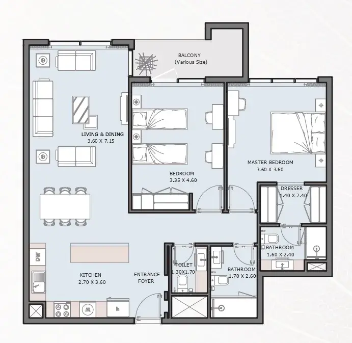 2 Bedrooms apartments - Verdana V floor plan