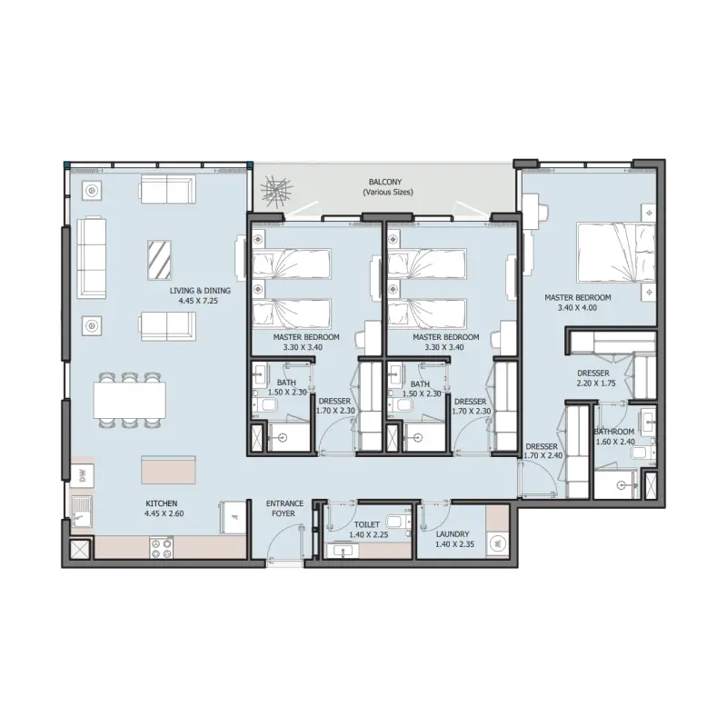 3 bedroom floor plan