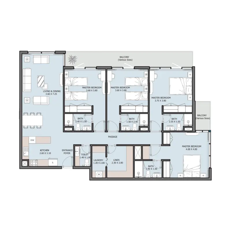 4 bedroom floor plan