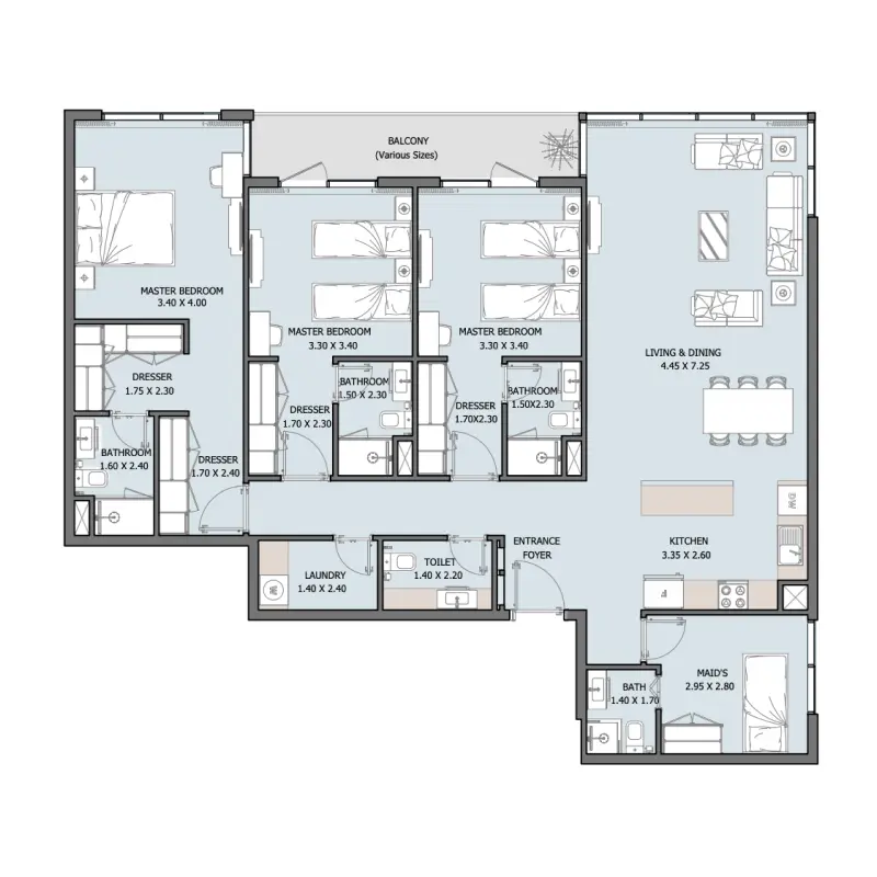 3 bedroom floor plan