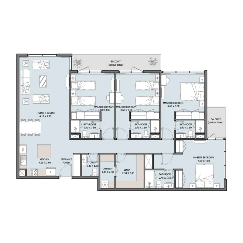 4 bedroom floor plan