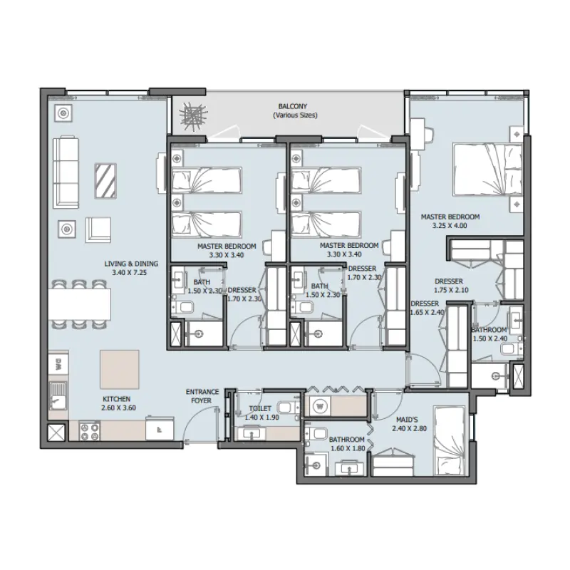 3 bedroom floor plan