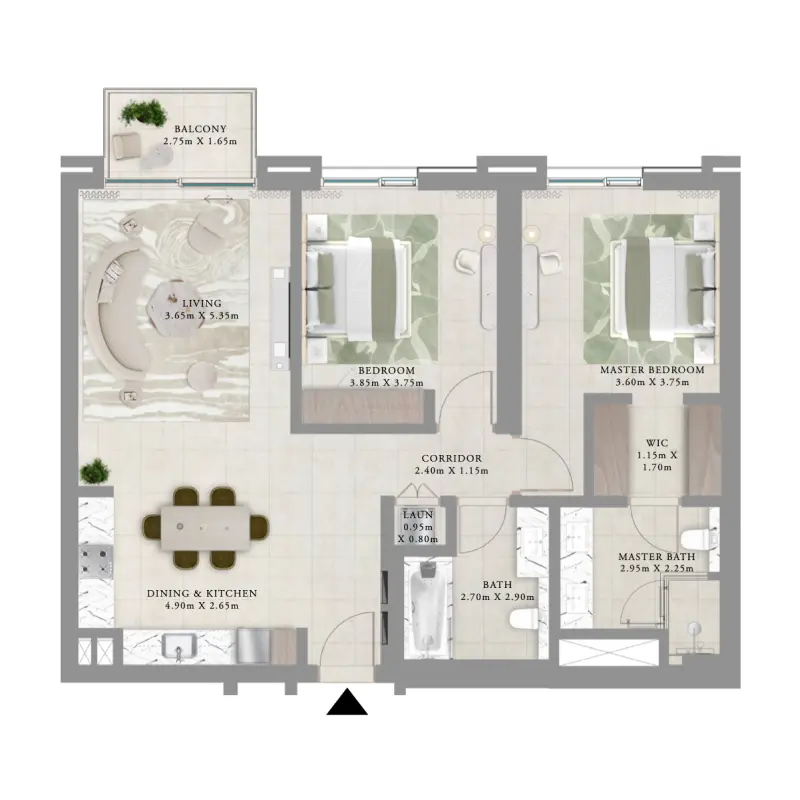 2 bedroom floor plan