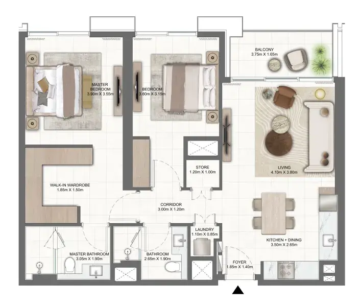 2 Bedrooms apartments - Terra Heights floor plan