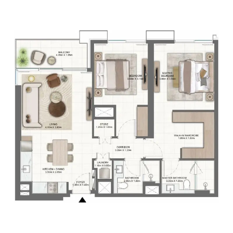 2 bedroom floor plan
