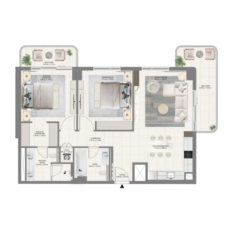 2 bedroom floor plan
