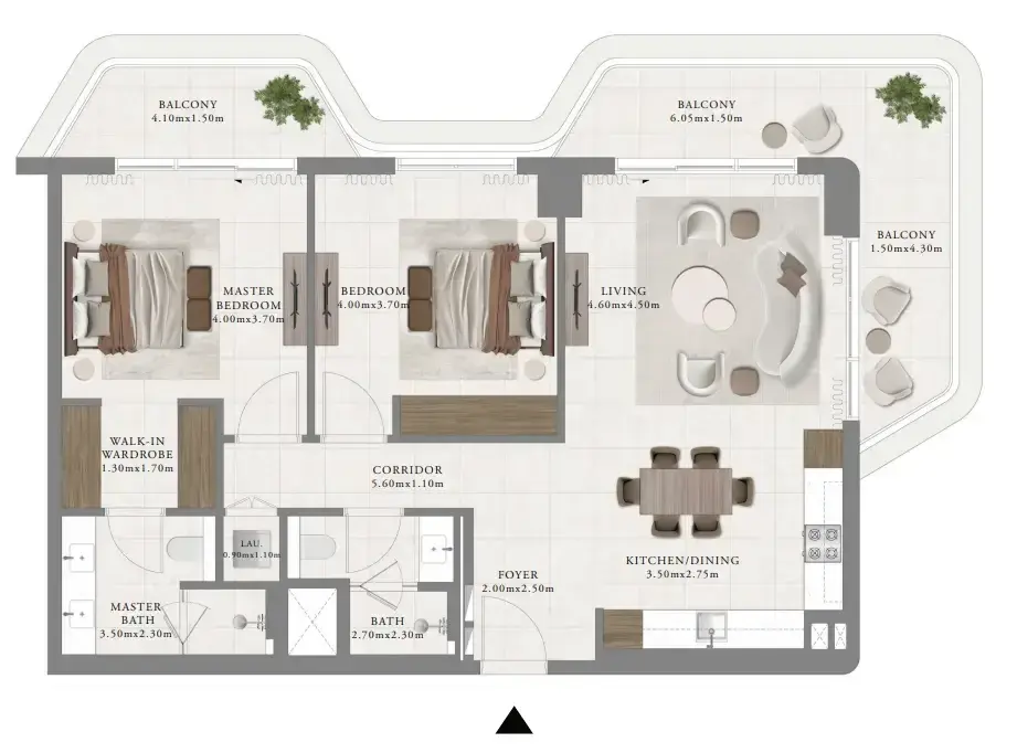 2 Bedrooms apartments - Sera 2 floor plan