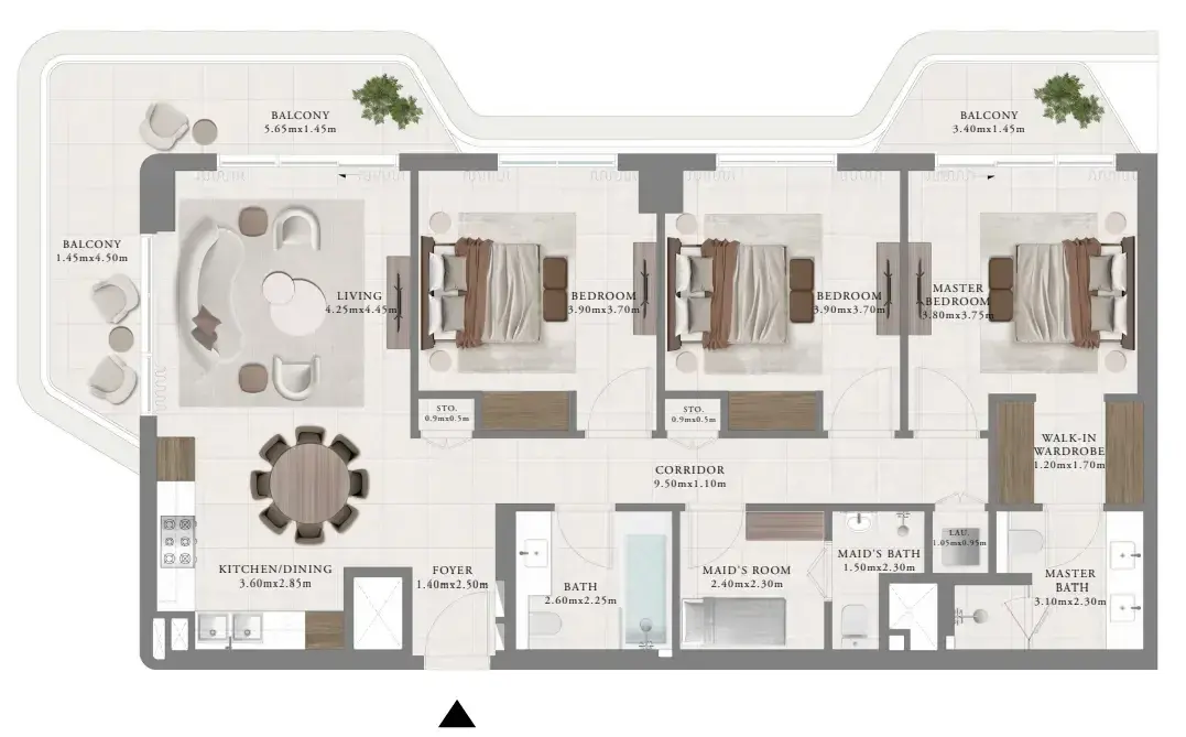 3 Bedrooms apartments - Sera 2 floor plan