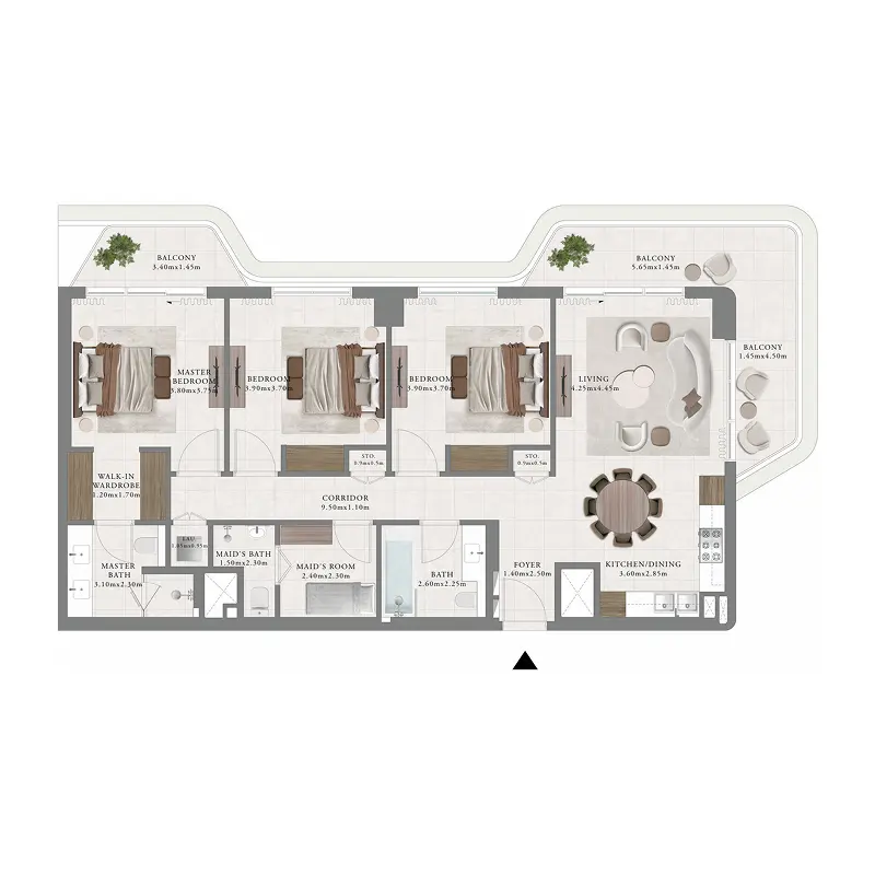 3 bedroom Apartments -  Sera 2 floor plan
