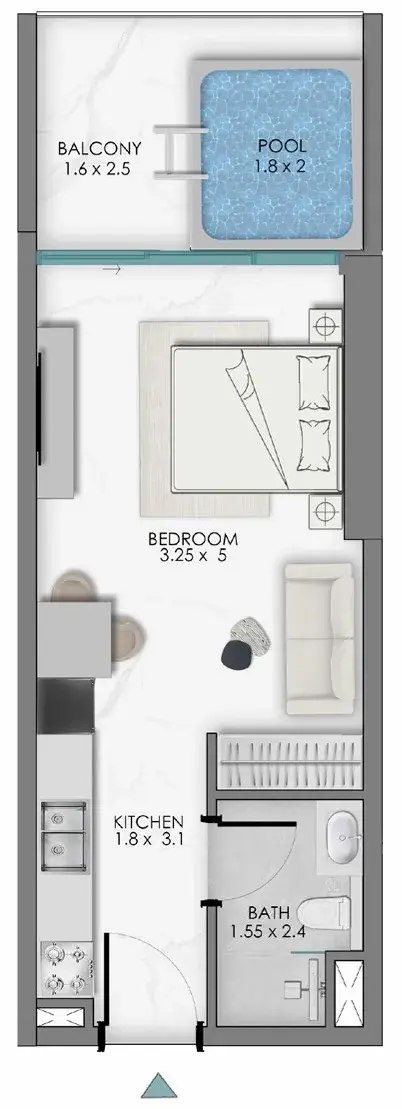 Studio apartments - Samana Sky Views floor plan