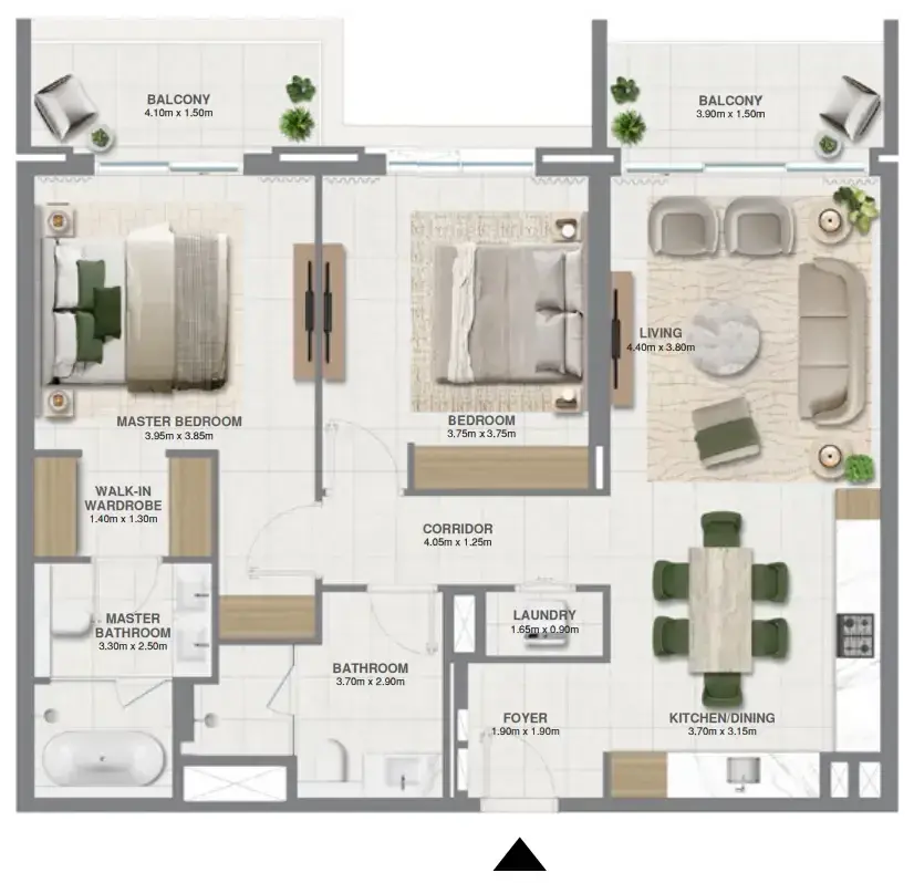 2 Bedrooms apartments - Golf Verge floor plan