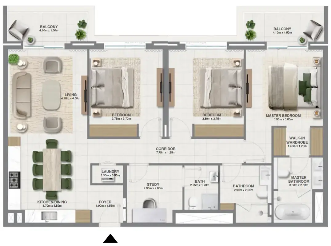 3 Bedrooms apartments - Golf Verge floor plan