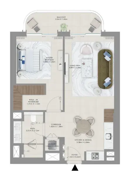 1 Bedroom apartments - Baystar by Vida floor plan