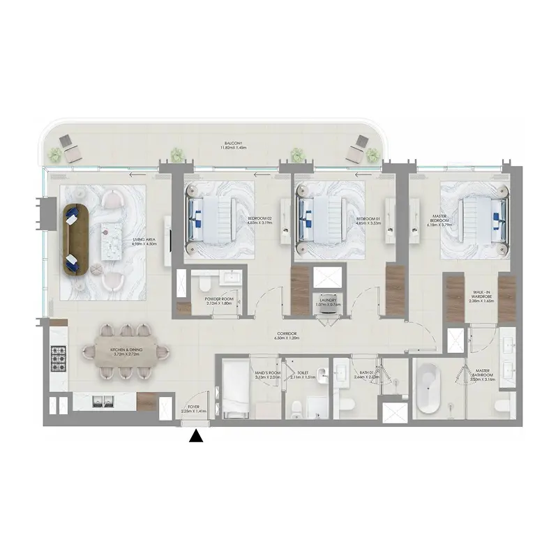 3 bedroom Apartments -  Baystar by Vida floor plan
