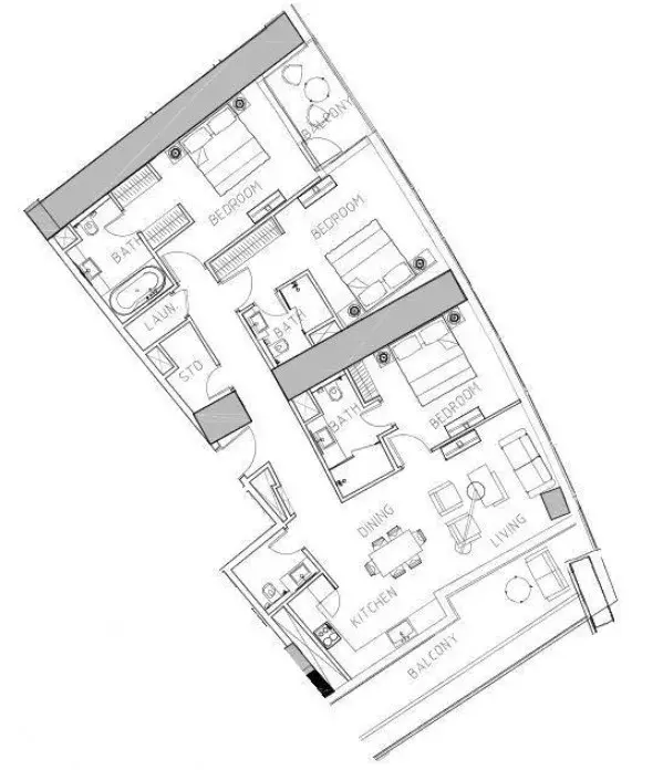 3 Bedrooms apartments - Safa Two de Grisogono floor plan