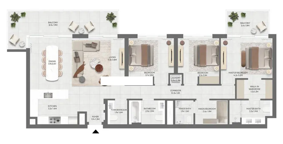 3 Bedrooms apartments - Golf Point floor plan