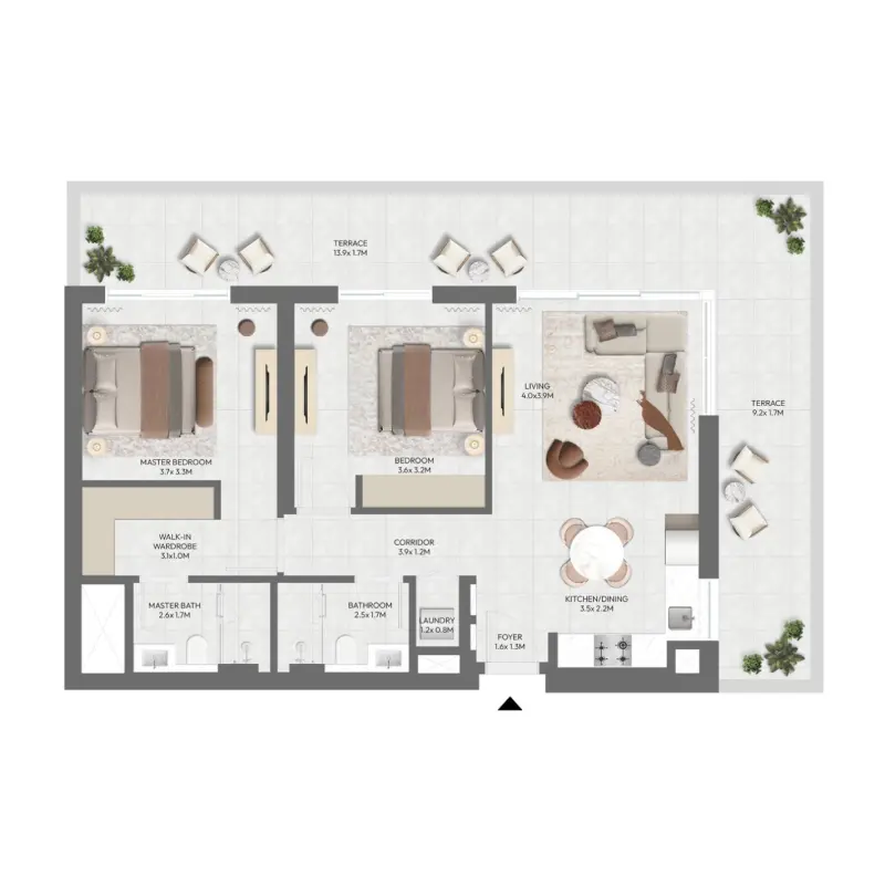 2 bedroom floor plan